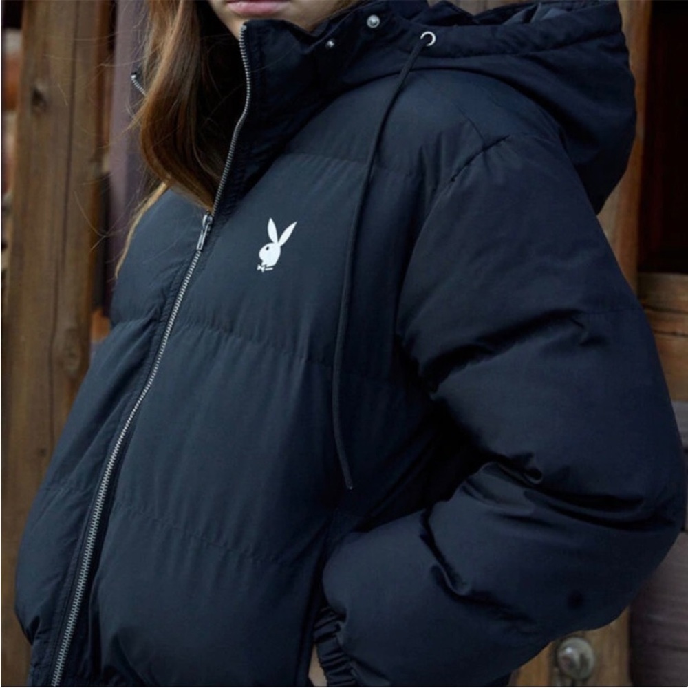 Black playboy puffer jacket